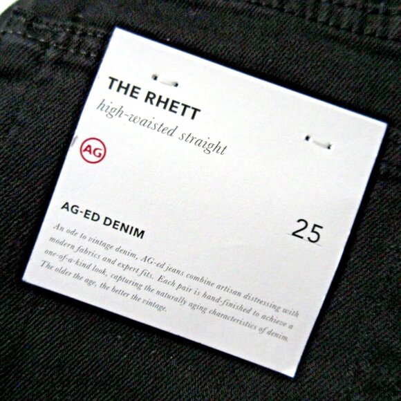 NWT AG Adriano Goldschmied Rhett 1 Year Super Black High Waist Straight Crop 25 - Picture 8 of 8